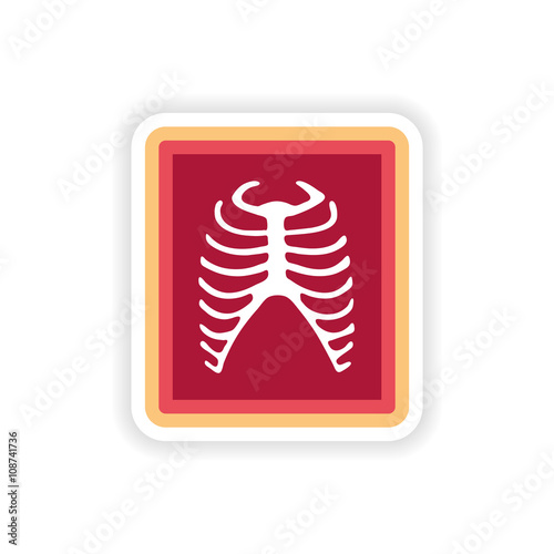 paper sticker on white background X-rays of ribs