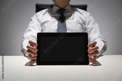 Businessman blank tablet