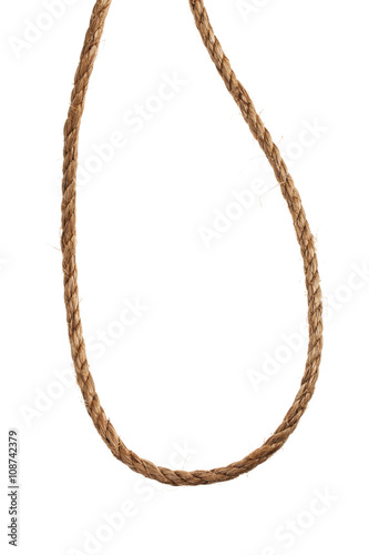 Close up of brown rope. Isolated on a white backgropund.