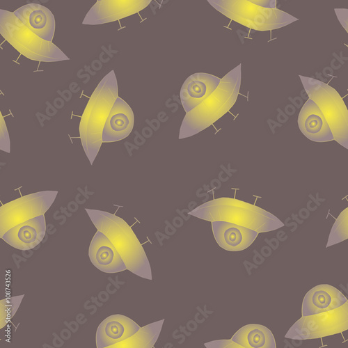 Vector seamless pattern with space saucers