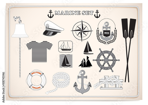 marine set. marine equipment.vector illustration   