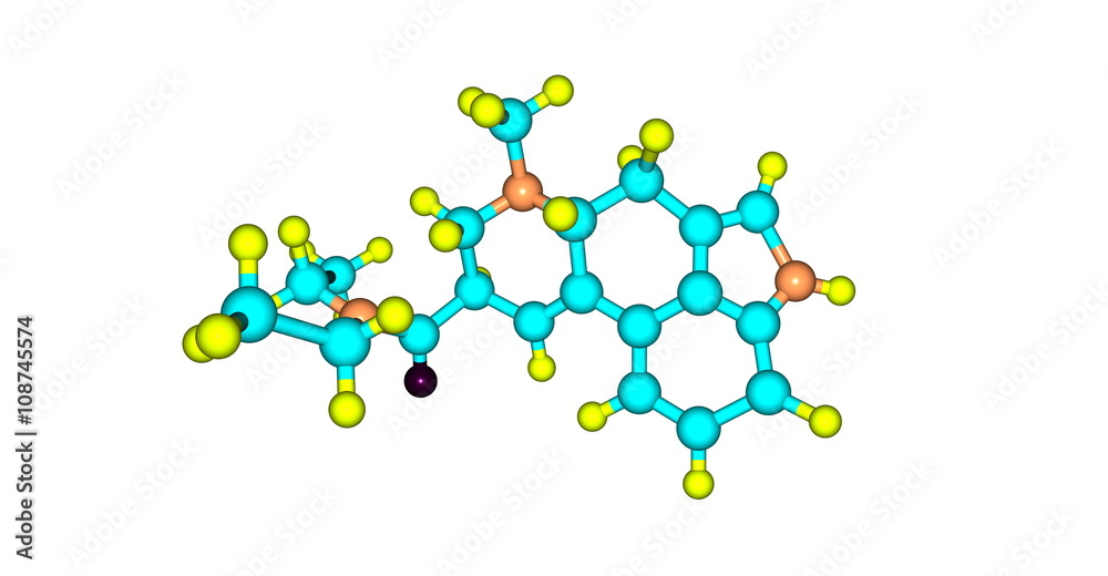 3D illustration of LSD molecular structure isolated on white 3D illustration of LSD molecular structure isolated on white