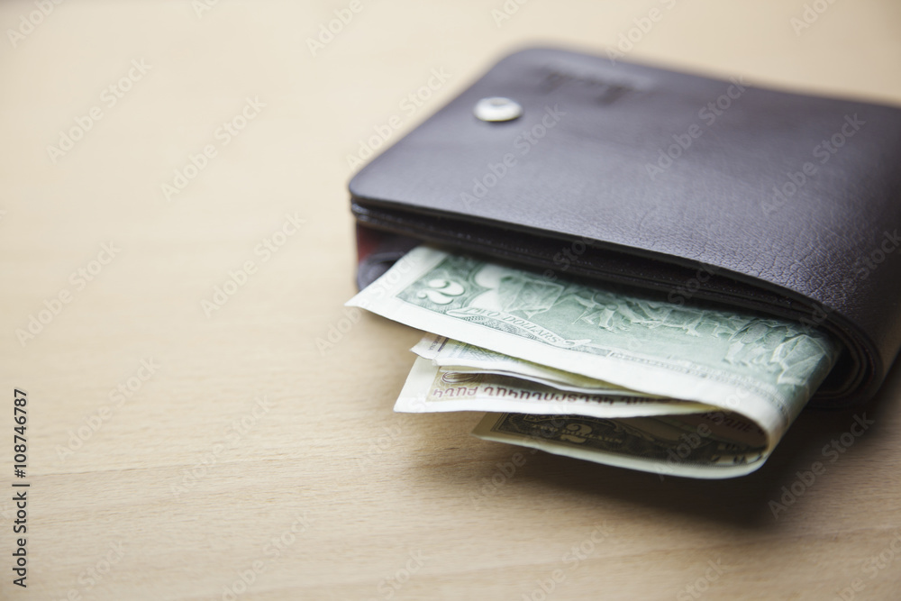 wallet on table wallet on table