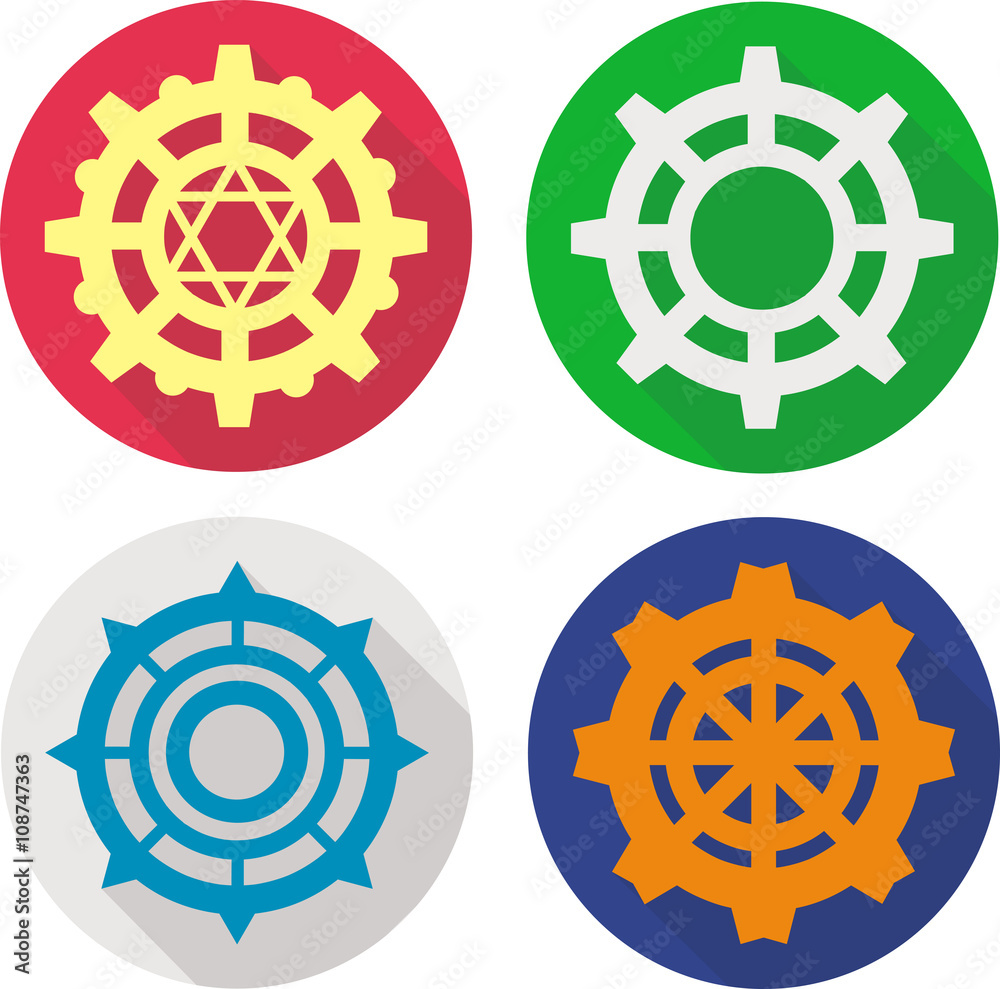 Flat icons. Cog set, mechanism. Flat icons. Cog set, mechanism.