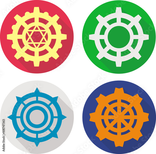 Flat icons. Cog set, mechanism.