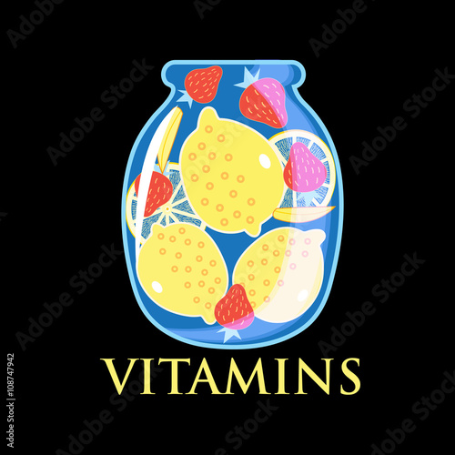 Graphic dishes with different fruits