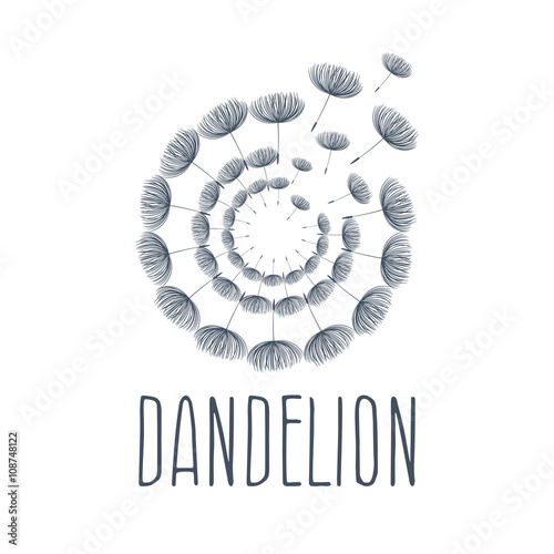 Fototapeta Naklejka Na Ścianę i Meble -  Abstract fluffy dandelion flower logo. Vector illustration