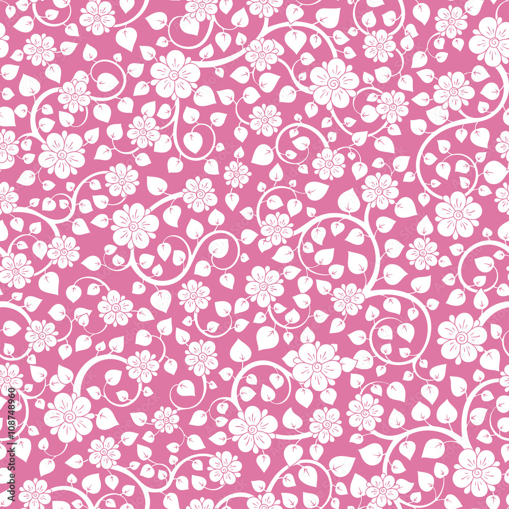 Plakat Floral seamless texture, endless pattern with flowers.