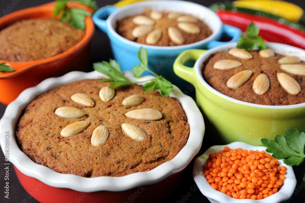 Fototapeta premium Paté with meat and vegetables.