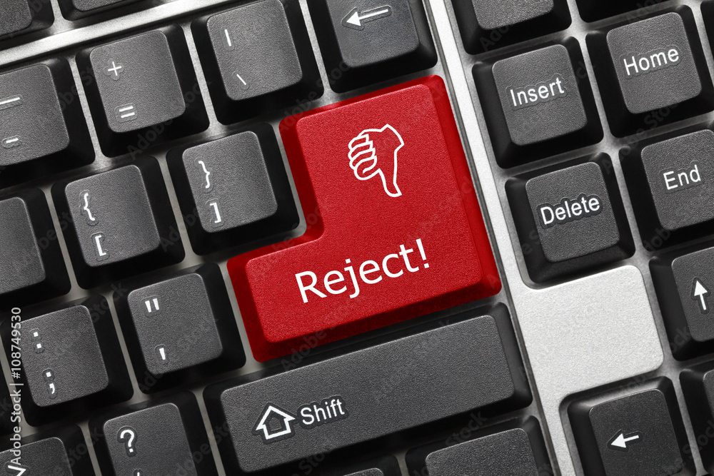 Conceptual keyboard - Reject (red key with thumb down symbol) Conceptual keyboard - Reject (red key with thumb down symbol)