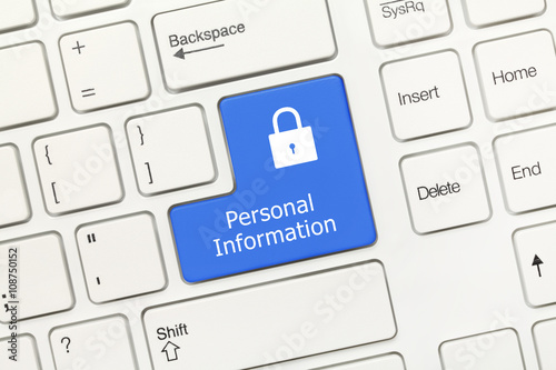 White conceptual keyboard - Personal Information (blue key)