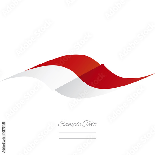 Abstract Monaco flag ribbon logo white background