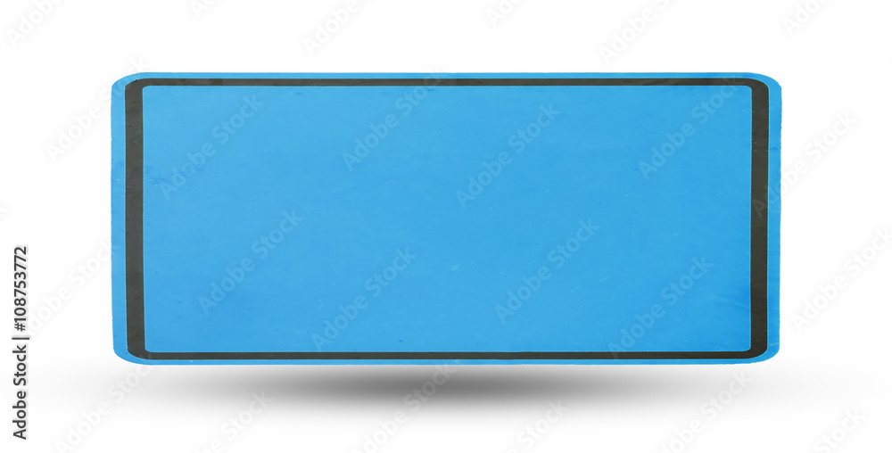 Blue sign plate isolated with shadow on white background Blue sign plate isolated with shadow on white background