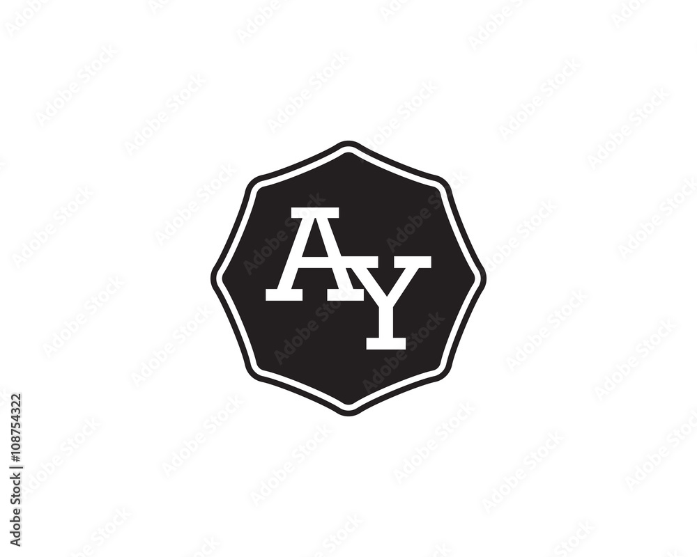 Fototapeta premium AY retro initial monogram letter logo. vintage label typography.