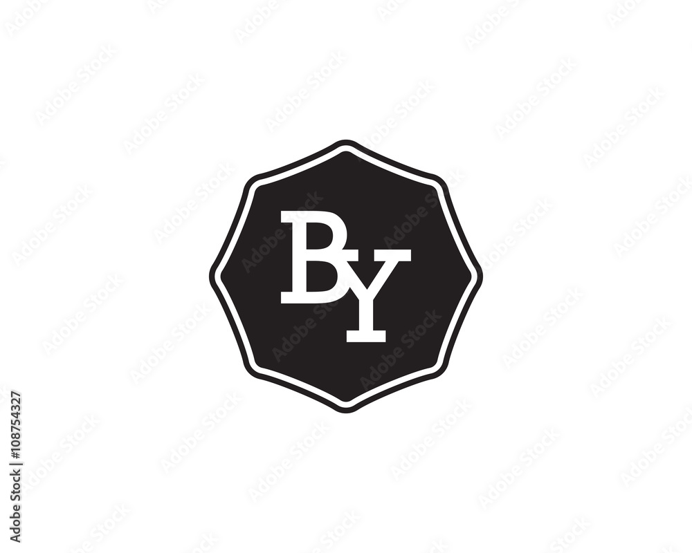 Obraz premium BY retro initial monogram letter logo. vintage label typography.