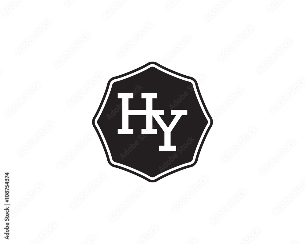 Obraz premium HY retro initial monogram letter logo. vintage label typography.