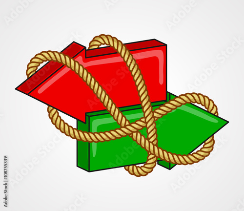 Two opposing arrows bound with rope