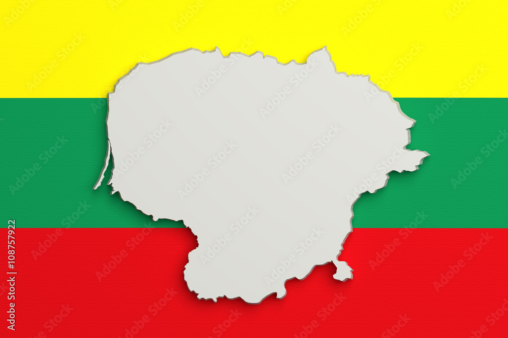 Obraz premium Silhouette of Lithuania map with flag