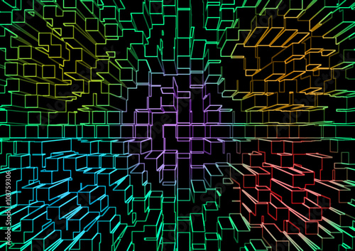 Abstract 3D line generated lines with mixing collor background