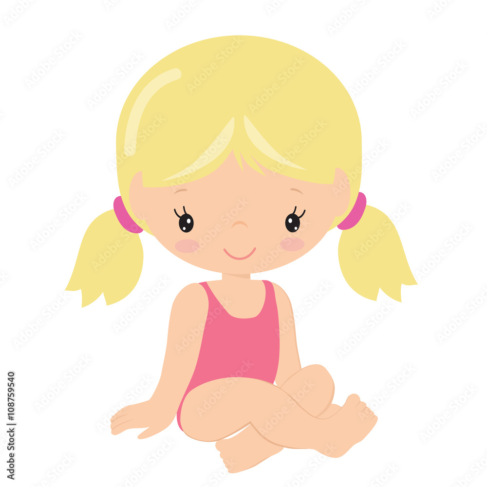 Girl in a bathing suit  vector illustration