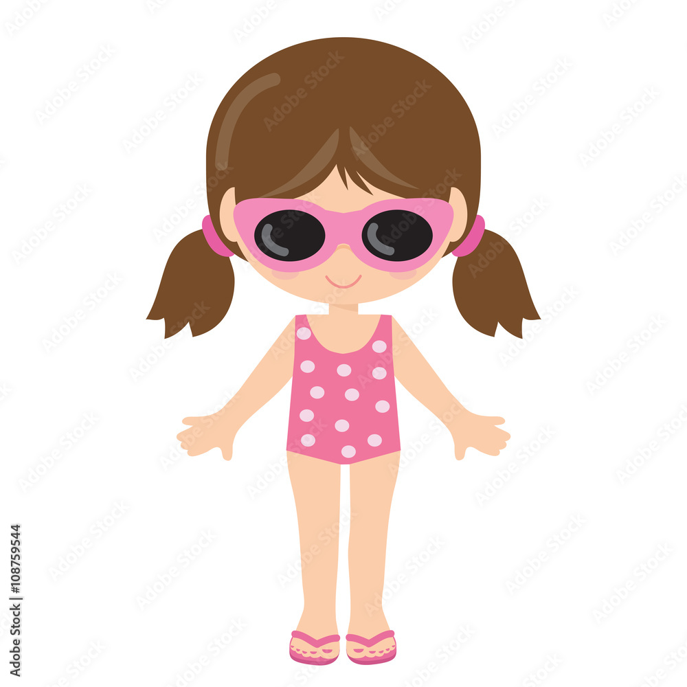 Girl in a bathing suit  vector illustration
