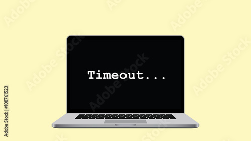 timeout illustration with laptop notebook text on display