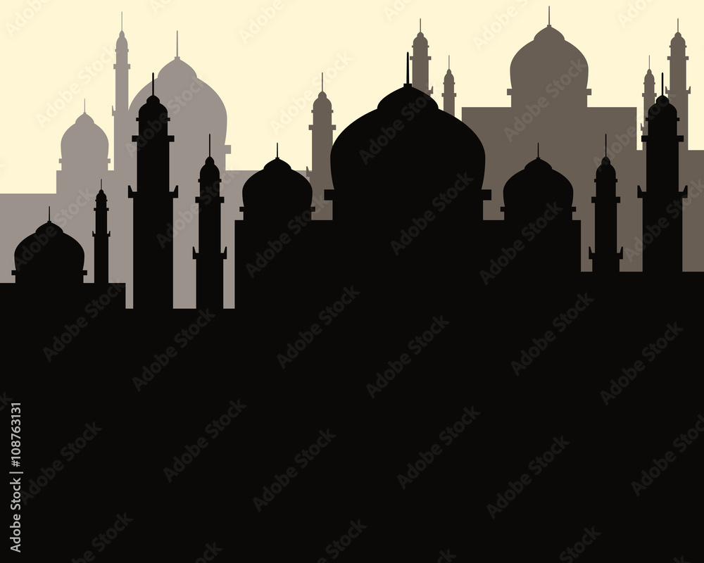 mosque silhouette illustration with black style