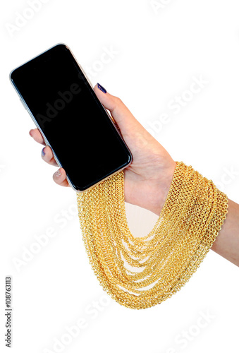 gold necklace on hand