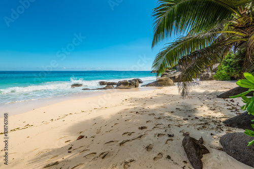 Sunny day on Carana Beach, Seychelles