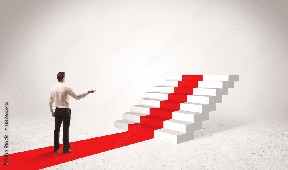 Steps to success concept with businessman Steps to success concept with businessman