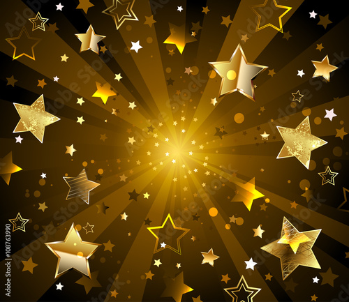 Dark radiant background with golden stars