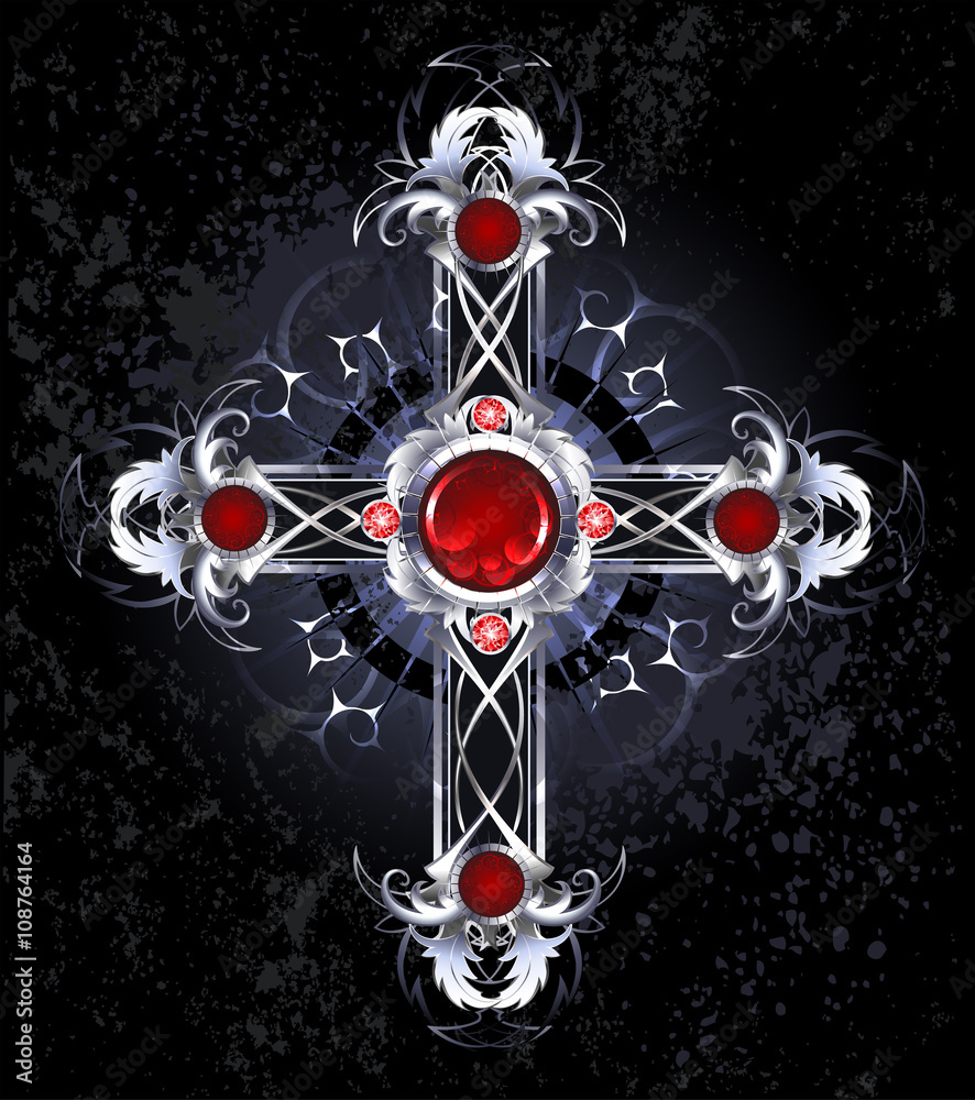 Silver Cross with Rubies Silver Cross with Rubies