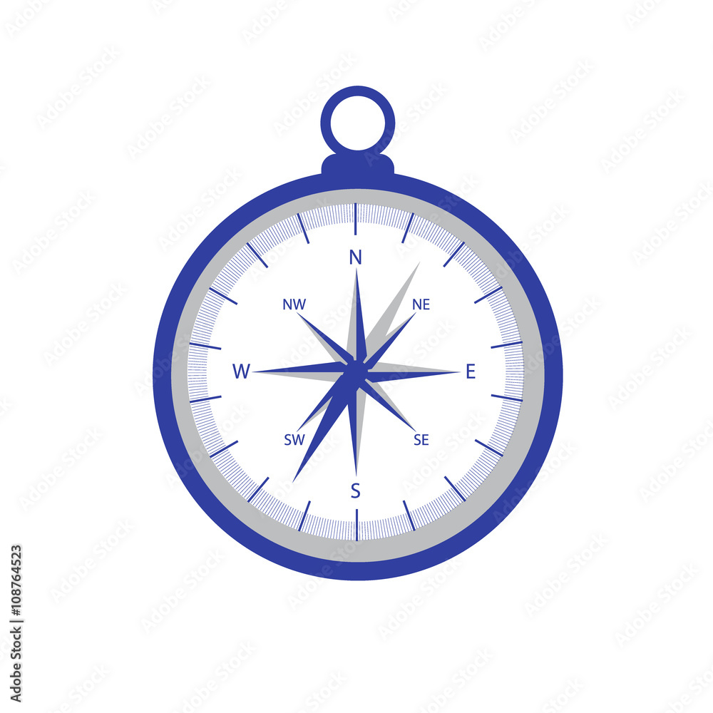 Stylized icon of a colored compass Stylized icon of a colored compass