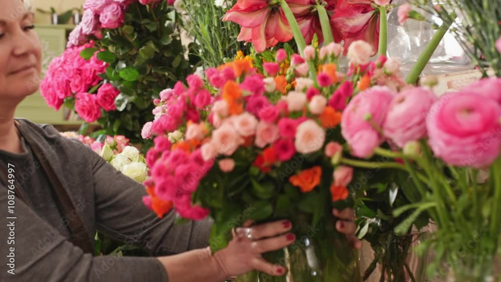 Large array of flowers in florist shop. Large array of flowers in florist shop.