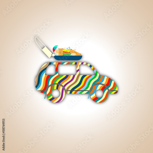 A car with a roof rack. Vector illustration
