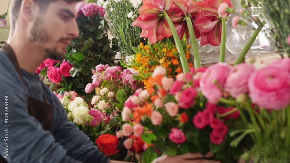 Large array of flowers in florist shop. Large array of flowers in florist shop.