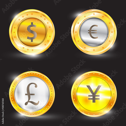 Currency - the dollar - the euro - pound sterling - Yen. Vector illustration