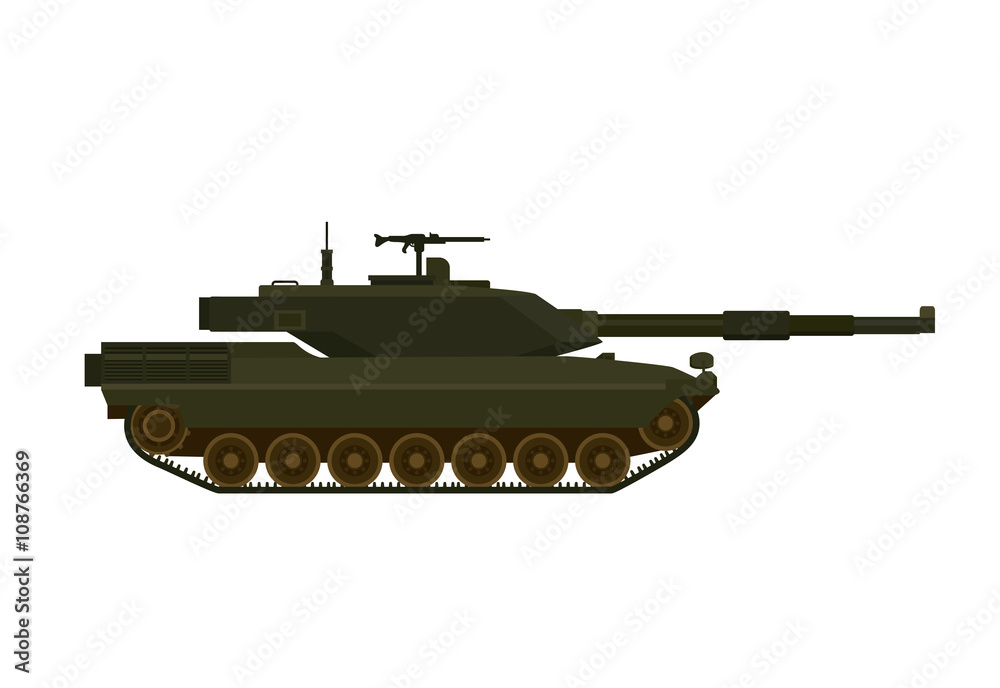 main battle tank illustration isolated with white background