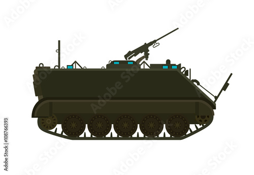 tank personel army carrier with white background