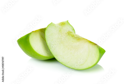 Sliced Green apple isolated on the white