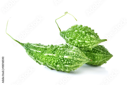 Bitter gourd on white background.