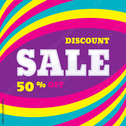 Sale discount 50% off vector concept banner. Creative advertising poster for promotion, shop, website, flyer and other creative projects. Sale vector layout in bright colors.