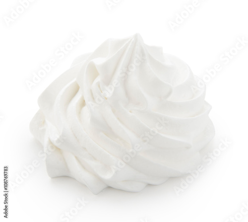 Whipped cream isolated on a white background with clipping path. Front view.