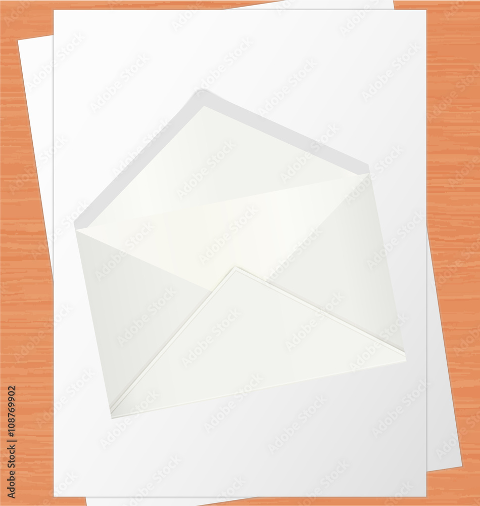 Blank White Paper And Envelope On Oak Table Blank White Paper And Envelope On Oak Table