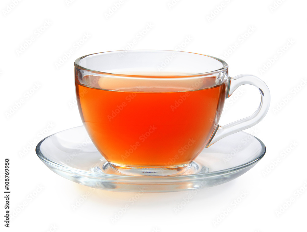 Glass cup of tea isolated on a white background with clipping path. Front view. Glass cup of tea isolated on a white background with clipping path. Front view.