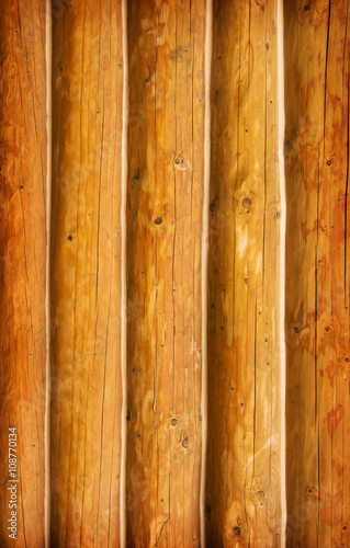 Wooden wall from logs