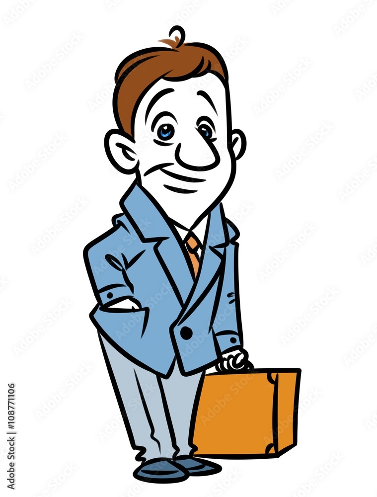 Man work portfolio cartoon illustration isolated image 