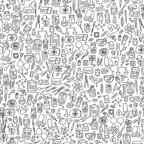 Health care doodle icons background