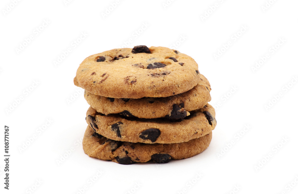Chocolate chip cookie on white Chocolate chip cookie on white