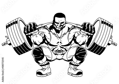 bodybuilder sports,illustration,logo,color,isolated on a white